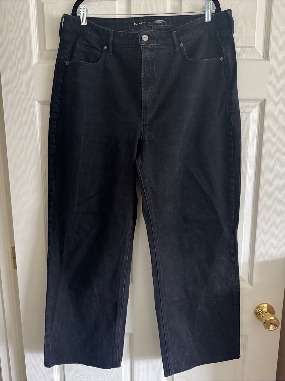 Extra High-Rise Sky-Hi Wide Leg Jeans in Black | Old Navy, Size 18